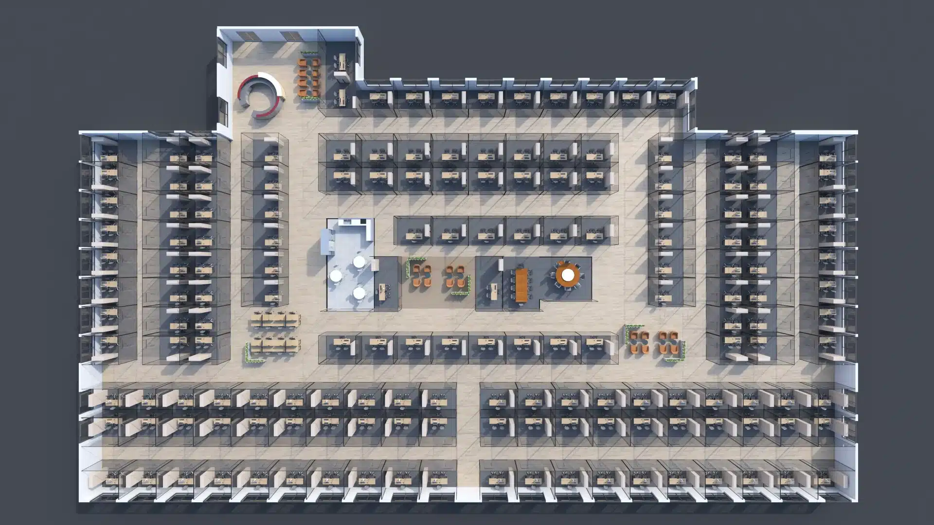 3D Renderd Floor Plan Of Commercial Office