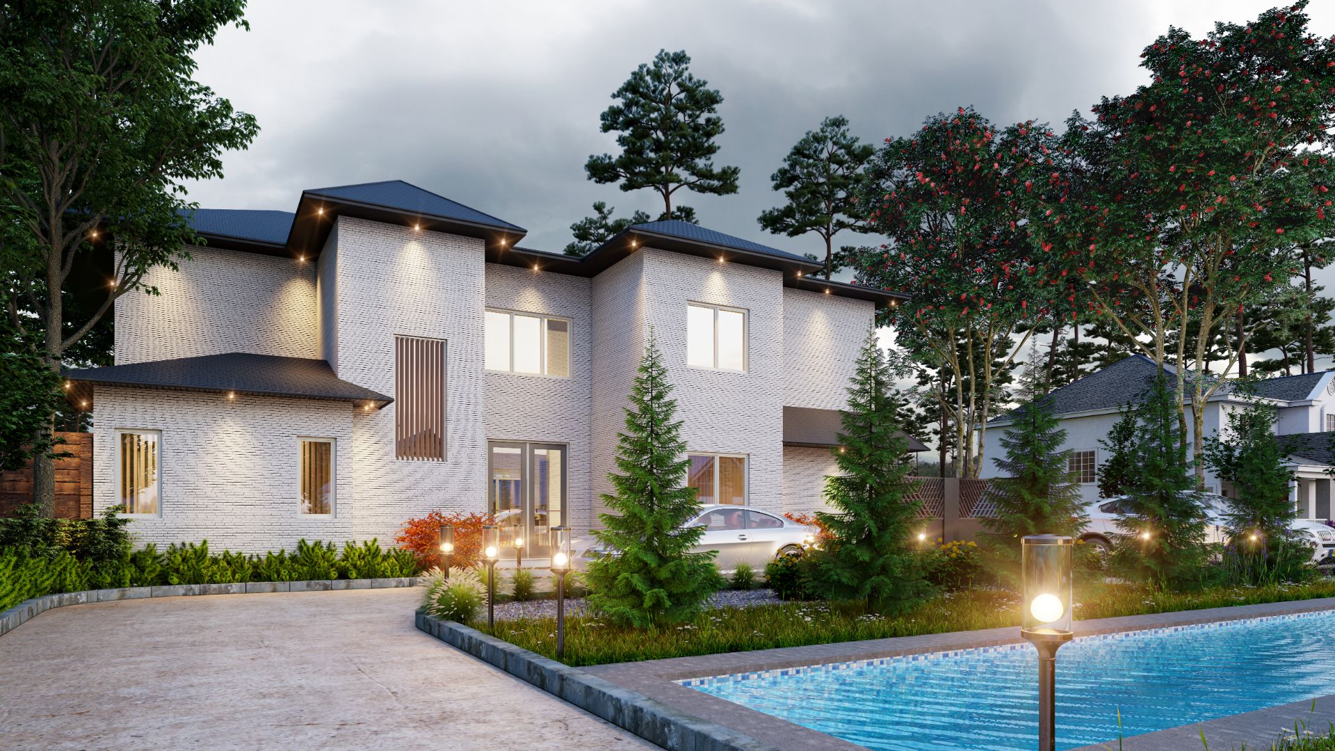 3d exterior rendering of house