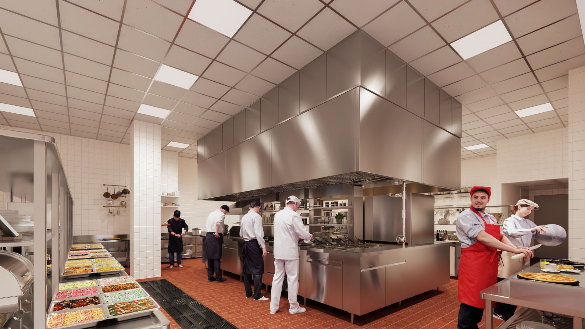 Coronado restaurant kitchen 3d interior rendering