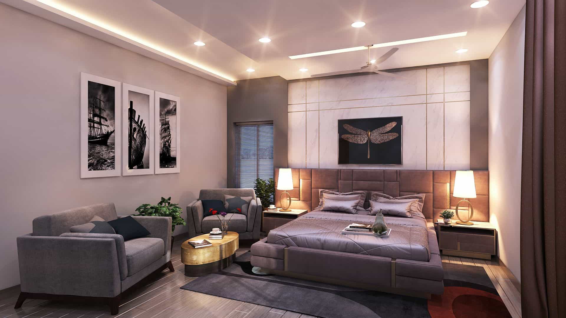 3d interior rendering of bedroom